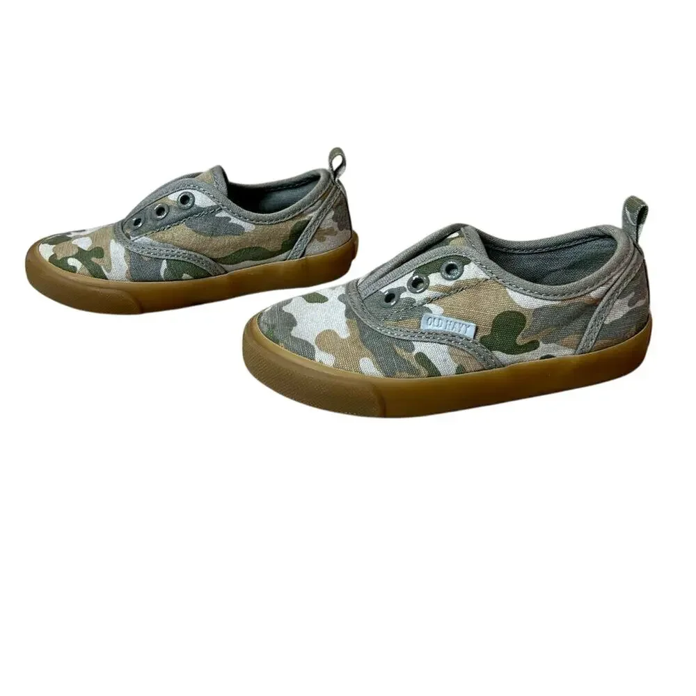 Old Navy Olive Green Camo Slip‎ On Sneaker Toddler sz 7C Kidcore Casual Boys